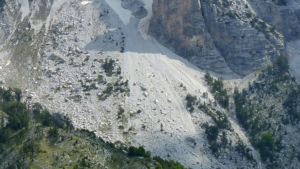Rockslide in mountains