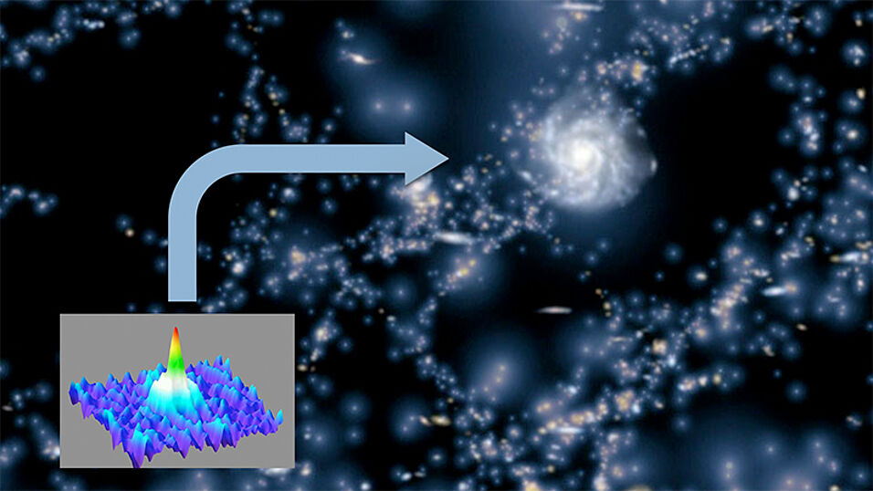 Dunkelmaterie in Galaxien als Bose-Einstein-Kondensate künstlerische Darstellung)