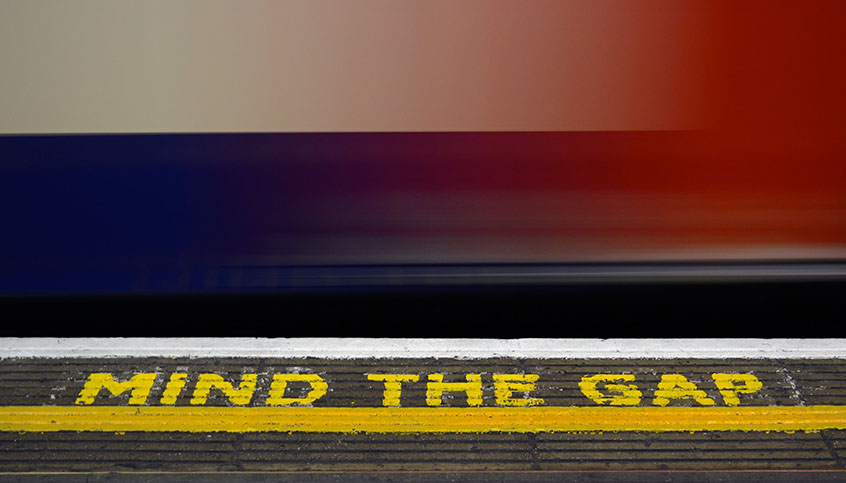 Picture with writing: "Mind the gap" by Marco Leo on Flickr, CC 2.0